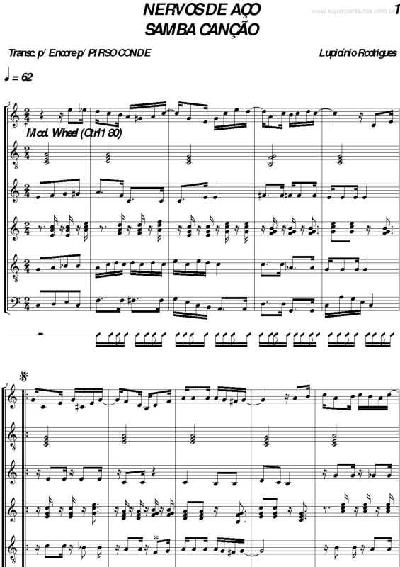 Partitura da música Nervos de Aço