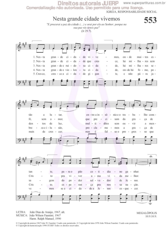 Partitura da música Nesta Grande Cidade Vivemos - 553 HCC v.2