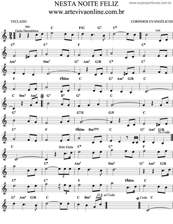 Partitura da música Nesta Noite Feliz v.3