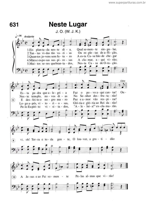 Partitura da música Neste Lugar