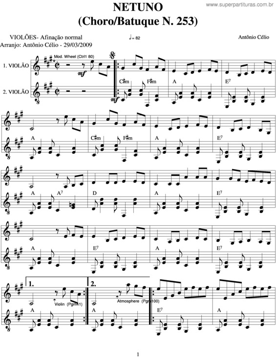 Partitura da música Netuno