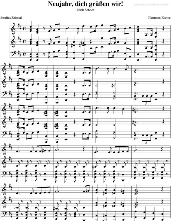 Partitura da música Neujahr, dich grüben wir