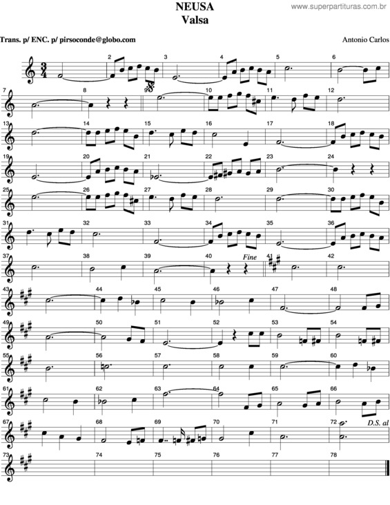 Partitura da música Neusa v.2