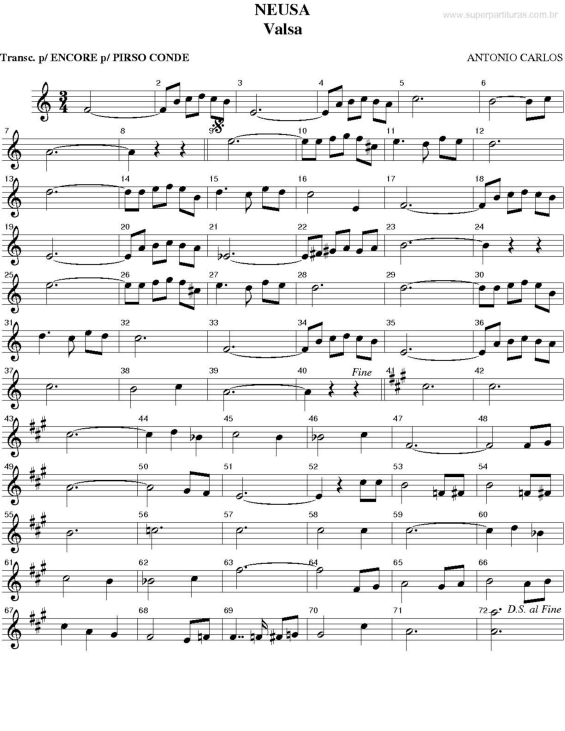 Partitura da música Neusa