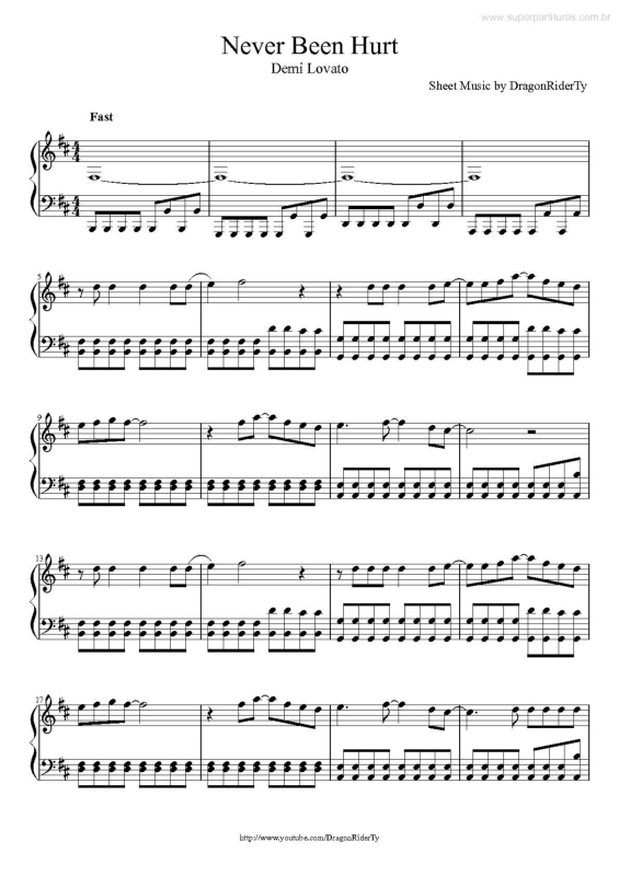 Partitura da música Never Been Hurt