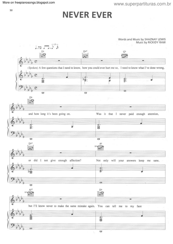 Partitura da música Never Ever v.2