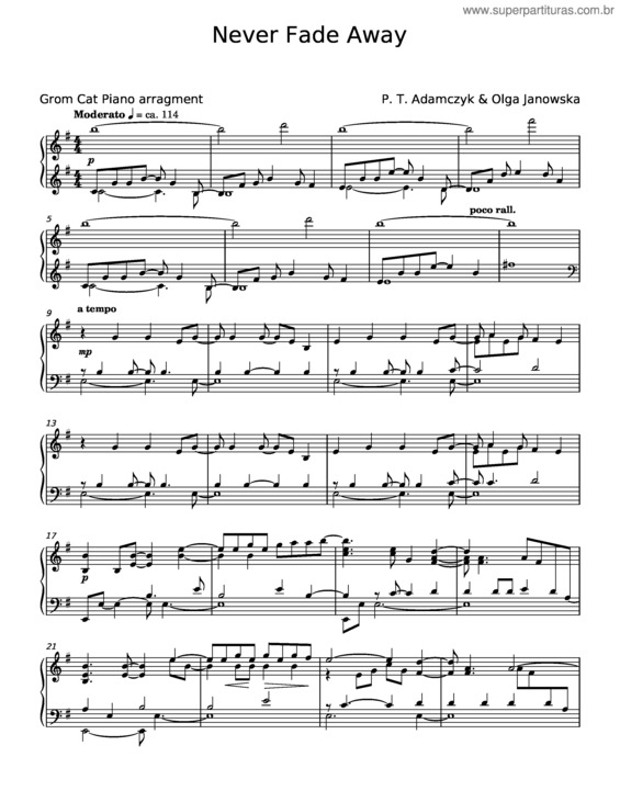 Partitura da música Never Fade Away – Samurai v.2