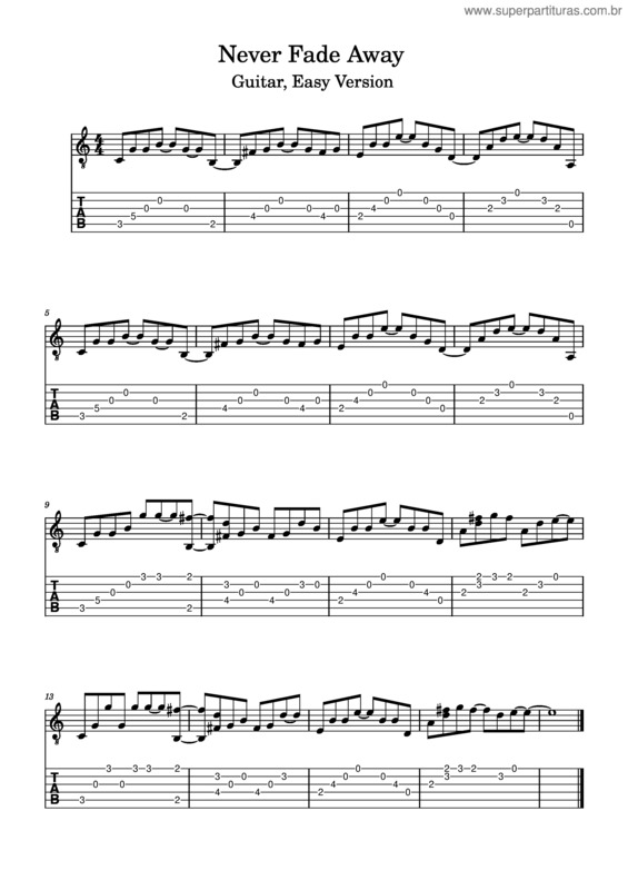 Partitura da música Never Fade Away – Samurai