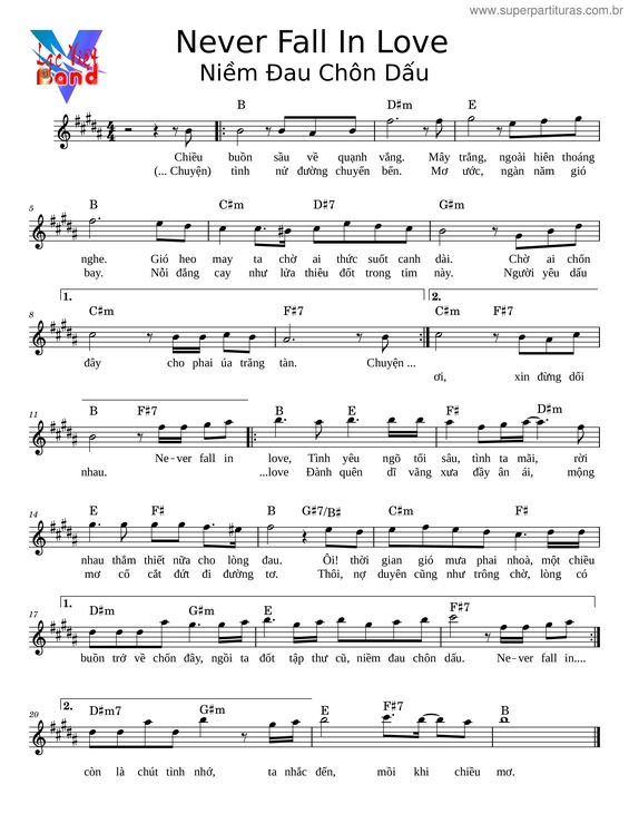 Partitura da música Never Fall In Love