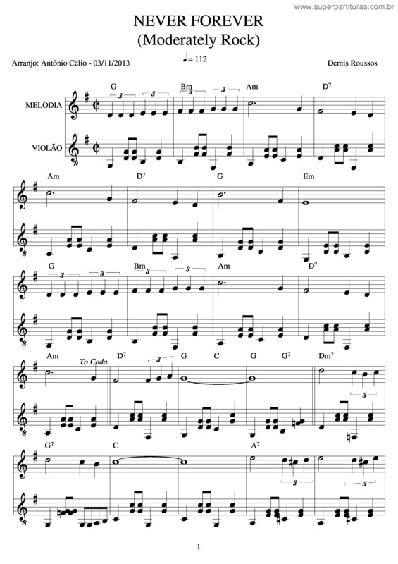 Partitura da música Never Forever