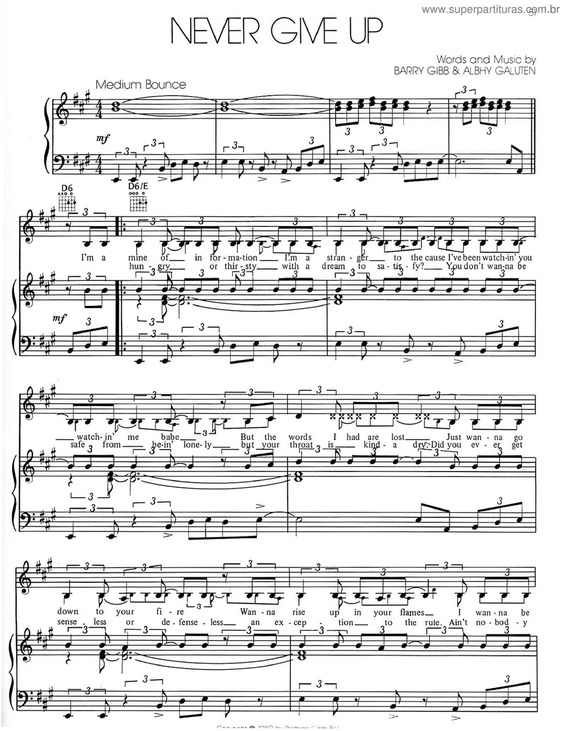 Partitura da música Never Give Up