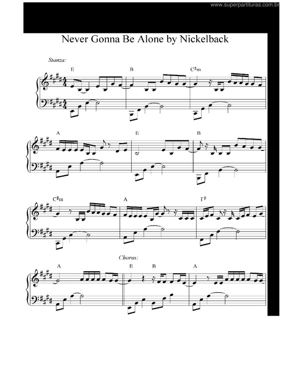 Partitura da música Never Gonna Be Alone