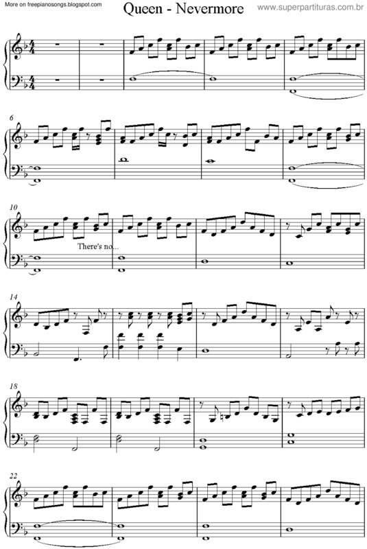 Partitura da música Nevermore