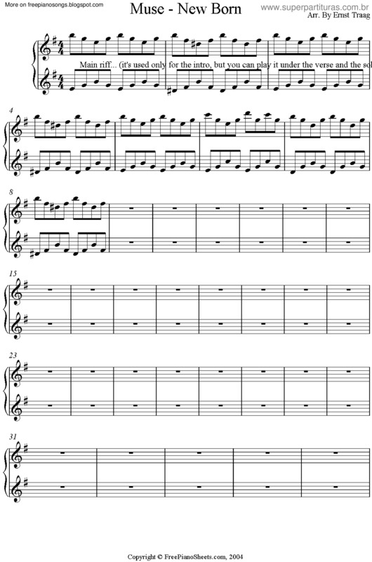 Partitura da música New Born v.2