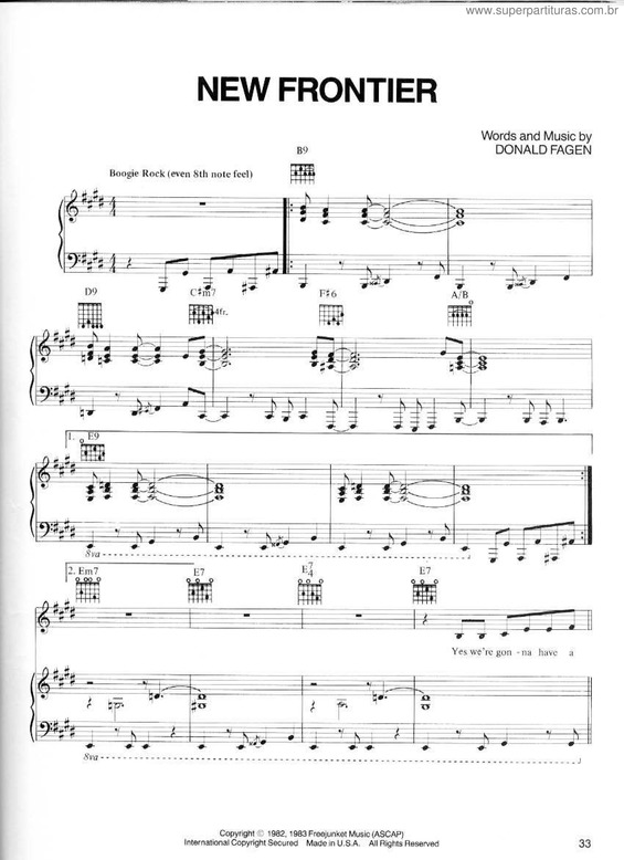 Partitura da música New Frontier