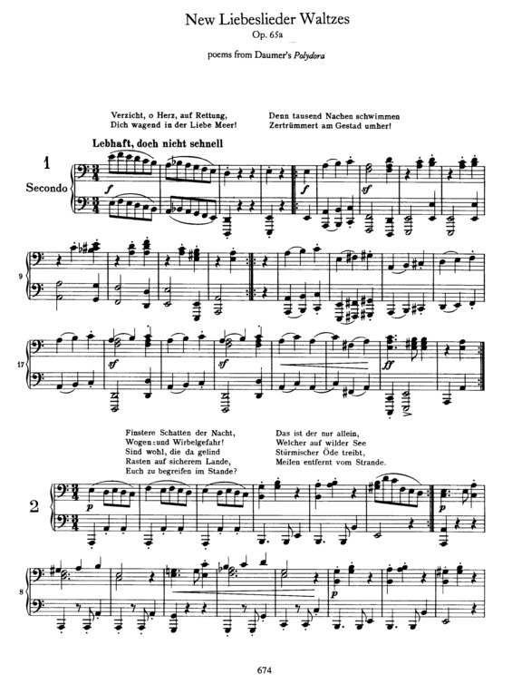 Partitura da música New Liebeslieder Waltzes