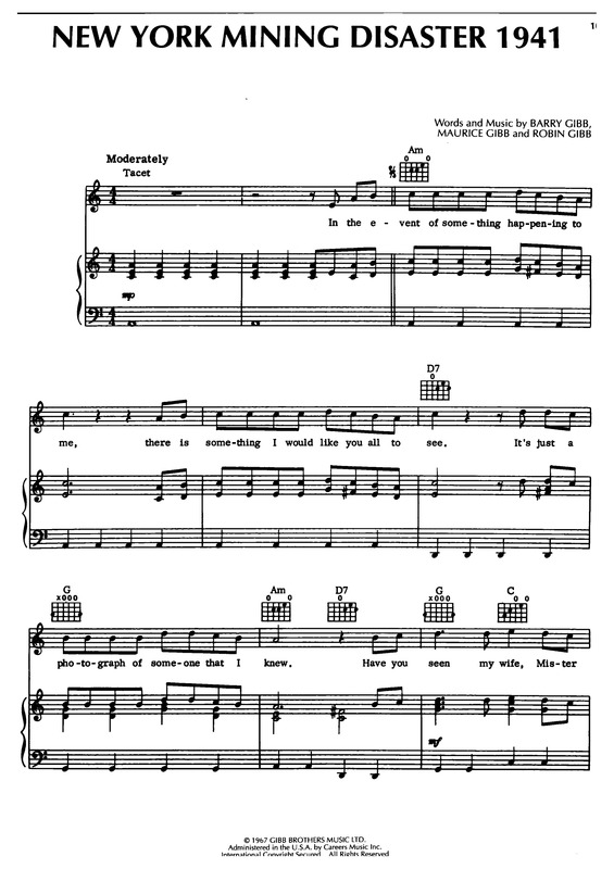 Partitura da música New York Mining Disaster 1941