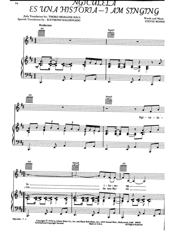 Partitura da música Ngiculela