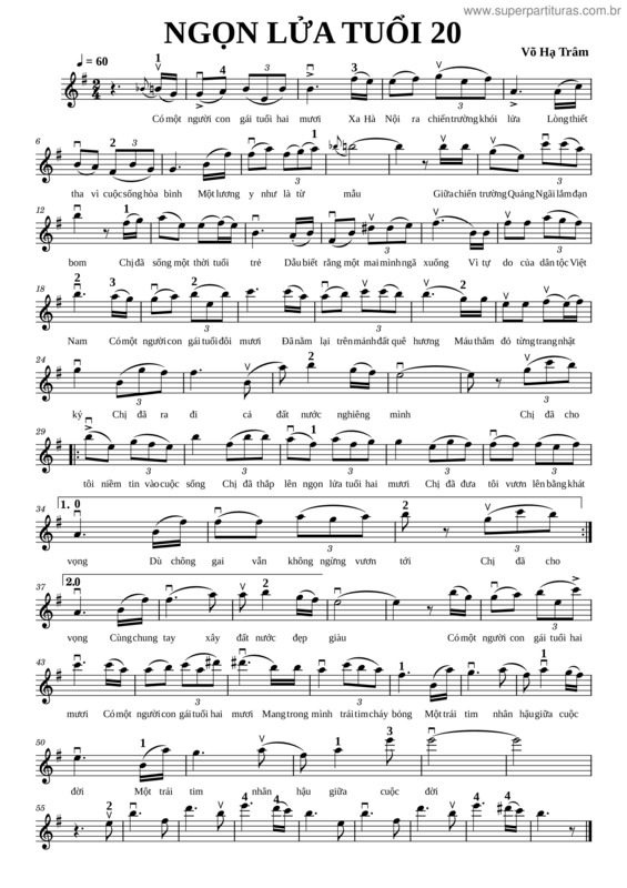 Partitura da música Ngon Lua Tuoi 20