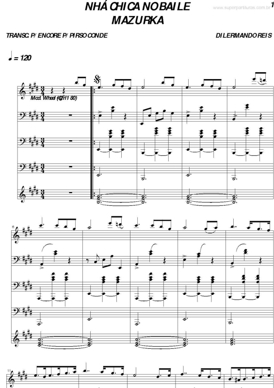 Partitura da música Nhá Chica no Baile