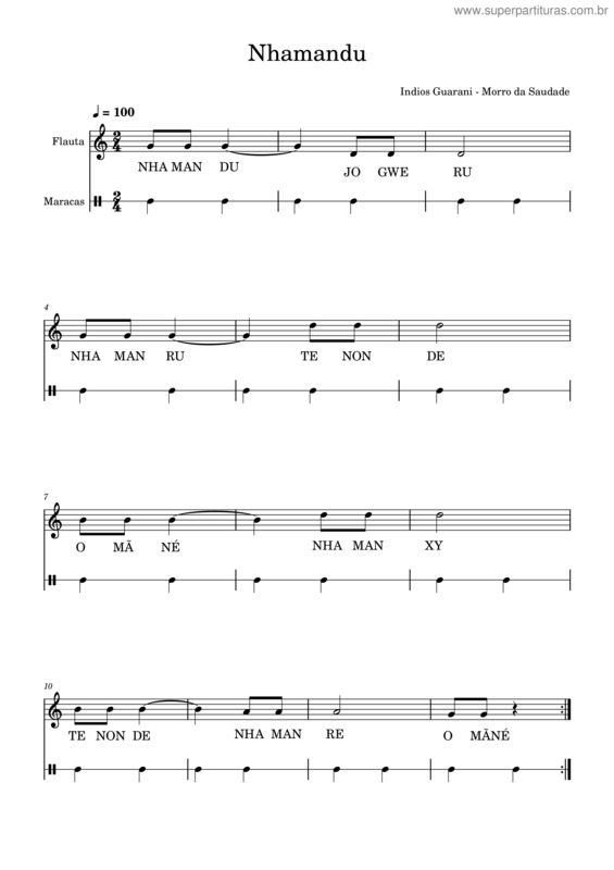 Partitura da música Nhamandu