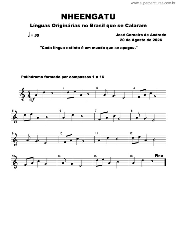 Partitura da música Nheengatu