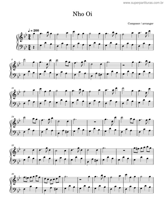 Partitura da música Nho Oi v.2