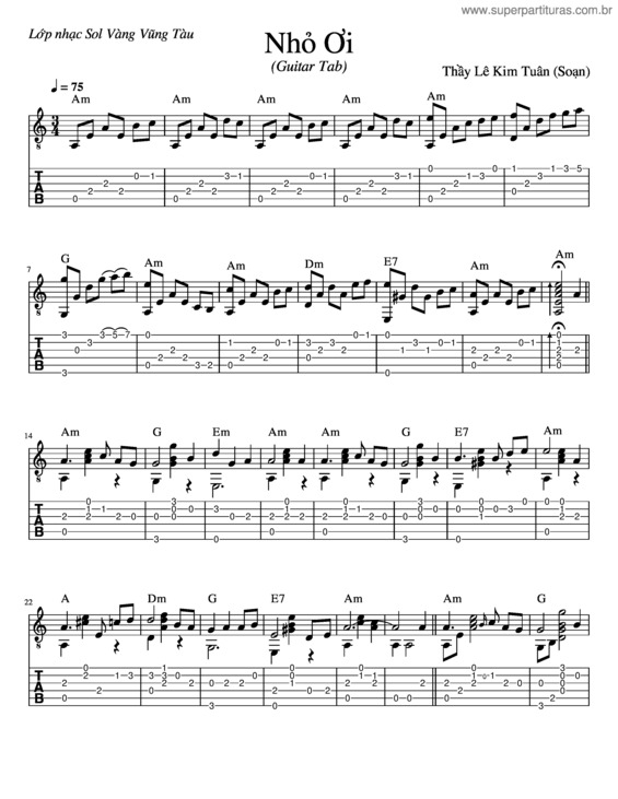 Partitura da música Nho Oi