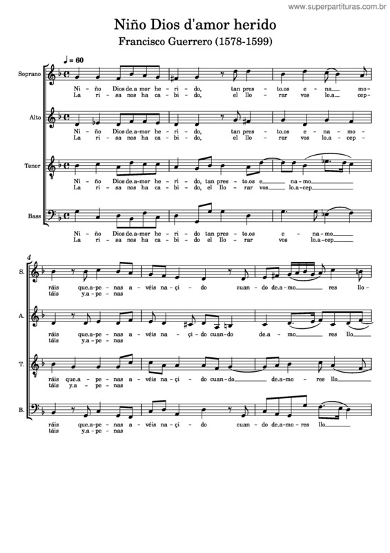 Partitura da música Niño Dios D`Amor Herido v.2