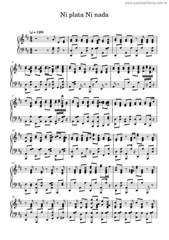 Partitura da música Ni Plata Ni Nada