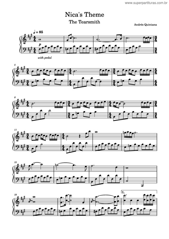 Partitura da música Nica`S Theme ~ For Piano