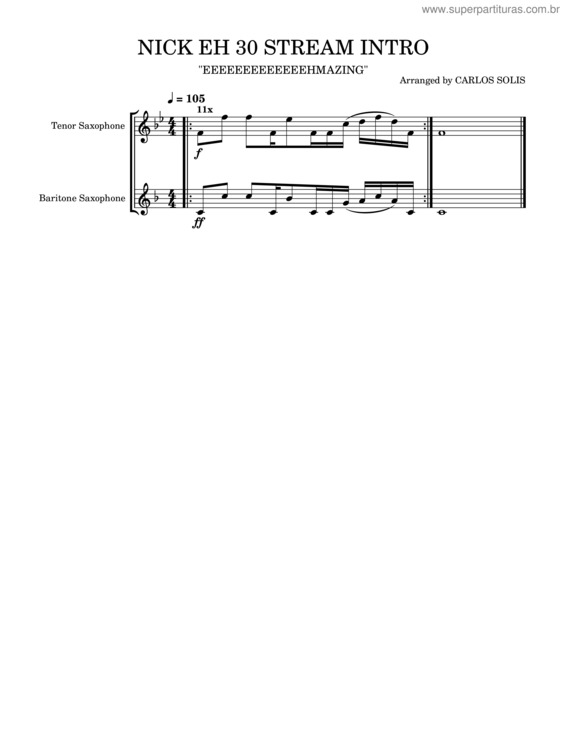Partitura da música Nick Eh 30 Intro