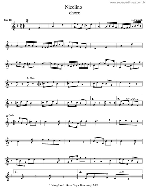 Partitura da música Nicolino