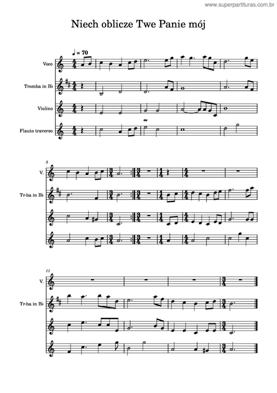 Partitura da música Niech Oblicze Twe Panie Mój