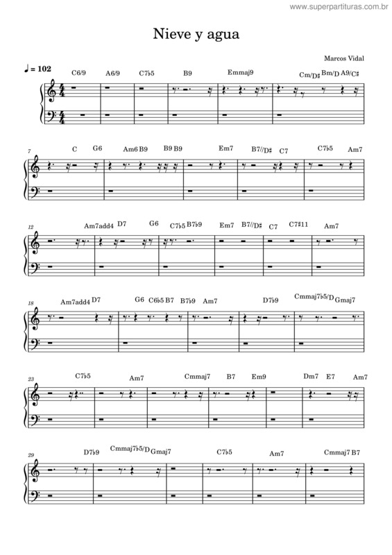 Partitura da música Nieve Y Agua – Marcos Vidal Nieve Y Agua