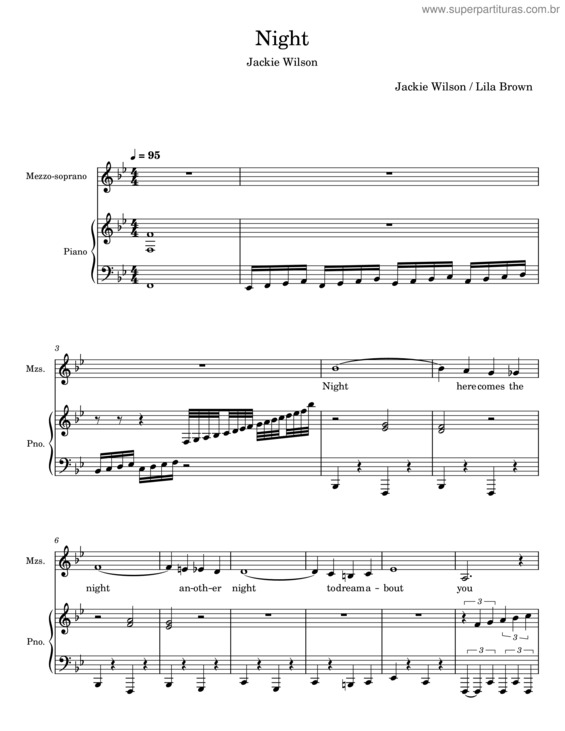 Partitura da música Night – Jackie Wilson