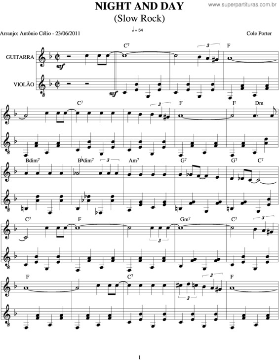 Partitura da música Night And Day v.2