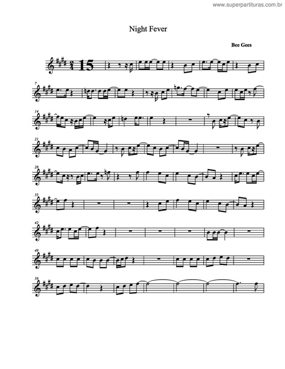 Partitura da música Night Fever