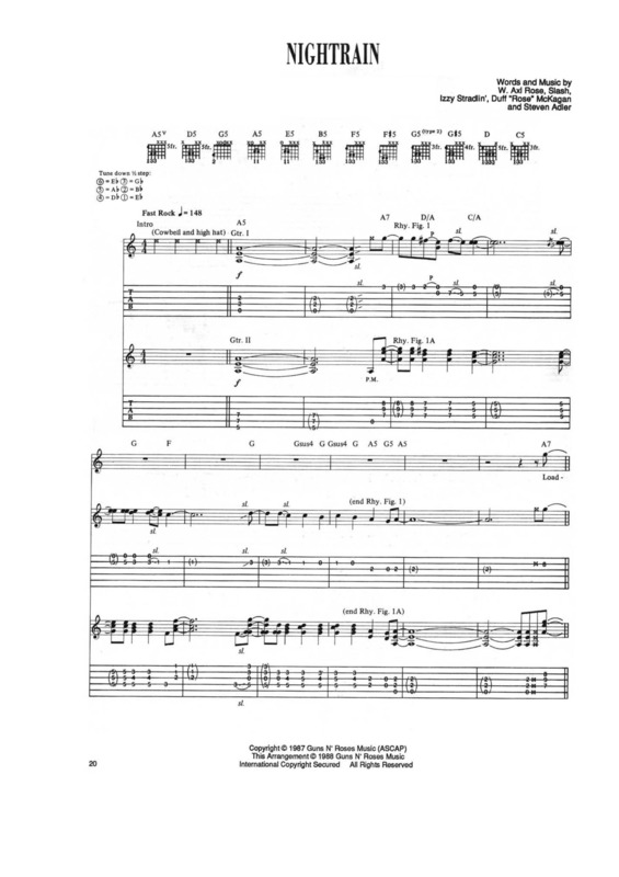 Partitura da música Nightrain