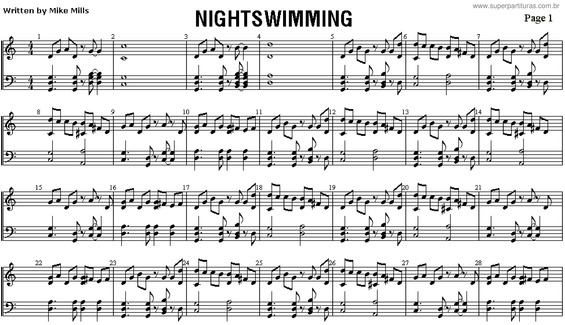 Partitura da música Nightswimming