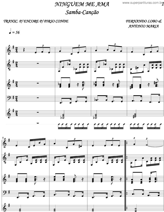 Partitura da música Nimguem Me Ama