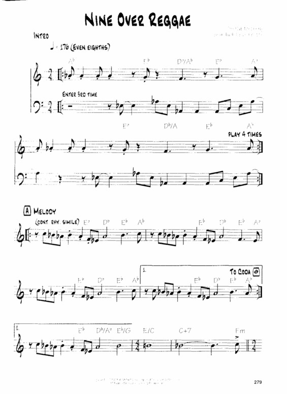 Partitura da música Nine Over Reggae