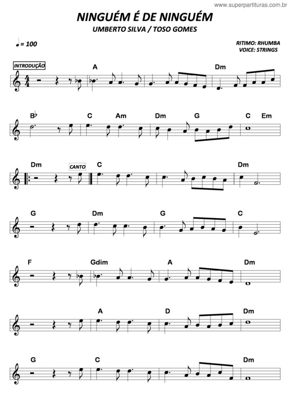 Partitura da música Ninguém É De Ninguém