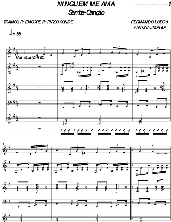 Partitura da música Ninguém me Ama