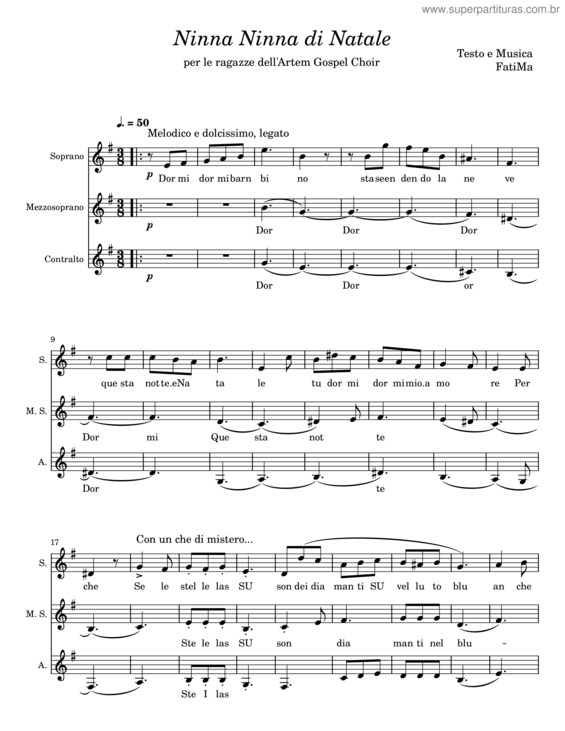 Partitura da música Ninna Ninna Di Natale – Fatma
