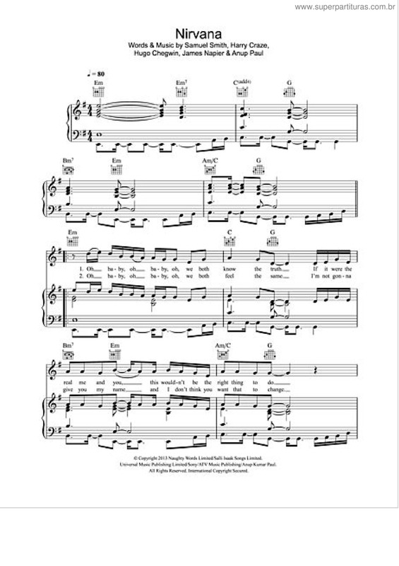 Partitura da música Nirvana