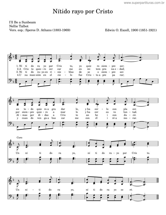 Partitura da música Nítido Rayo Por Cristo – Edwin O. Excell