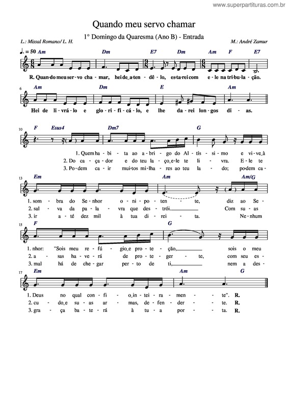 Partitura da música Nm,,Nmnnm – Ggggg Quando Meu Servo Chamar – Azamur
