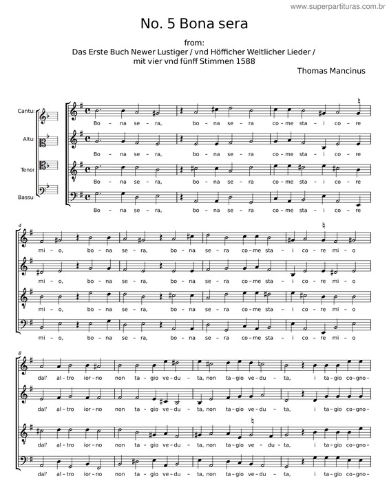Partitura da música No. 5 Bona Sera