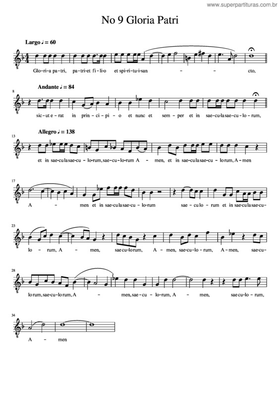 Partitura da música No 9 Gloria Patri